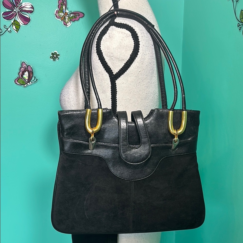 Vintage Black Suede Leather bag